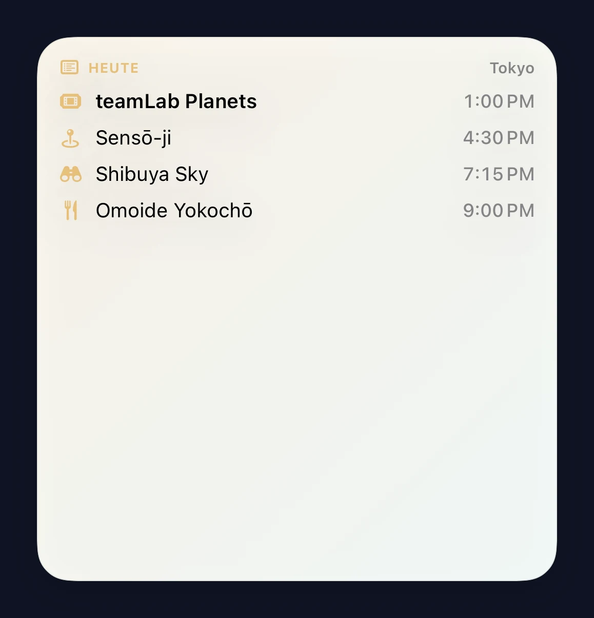 Großes Widget „Plan für heute“ mit dem ganzen Tag
